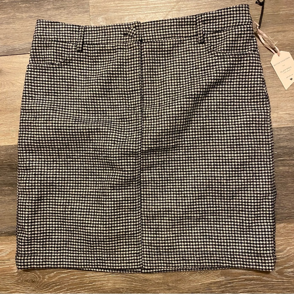 Cupcakes and Cashmere Black White Wool Blend Houndstooth Mini Skirt Size 6
